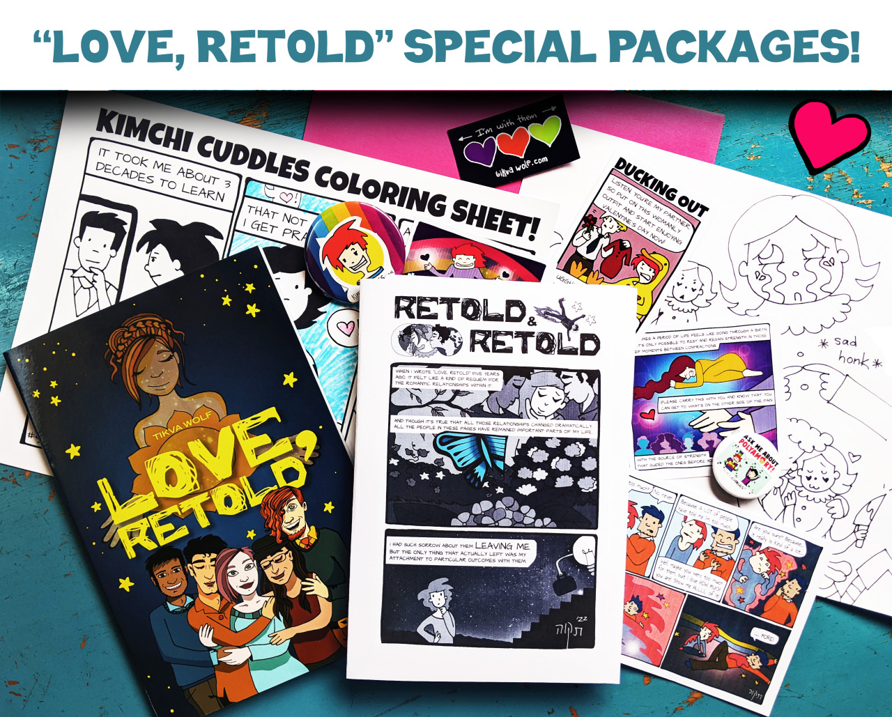 “Love, Retold” is going out of print and I decided to let it go out with ONE LAST BANG. So I’m making little love packages with signed copies of the book, a comic booklet with “5 years later” reflections on the original, a handful of stickers and...