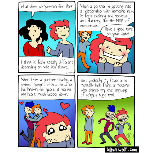 My top love language is still being a big troll. People always assume it?s about more sex, but I?m really only into polyamory to be able to gang up on my partners in a not-sexy way.
I?m trying to boost my patreon and commission orders. Help me spread...