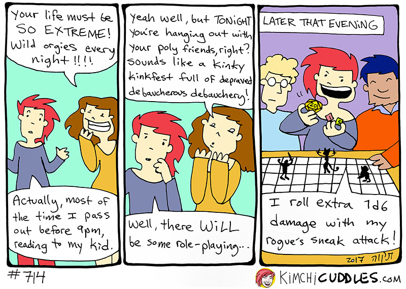 Such wild weekends when you’re a poly parent! Much debauchery!! What are YOU up to this weekend? :D
Support Kimchi Cuddles by becoming a patron! Thank you SO MUCH for your support!! ♥ https://www.patreon.com/kimchicuddles