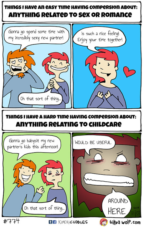 Something I’ve been noticing recently, and I wonder if jealousy is always caused by unmet needs. It seems to be for me, anyway. Note to self, I need better childcare plans in the summer.
Hey, like my comic? Like getting fun stuff in the mail? Want to...